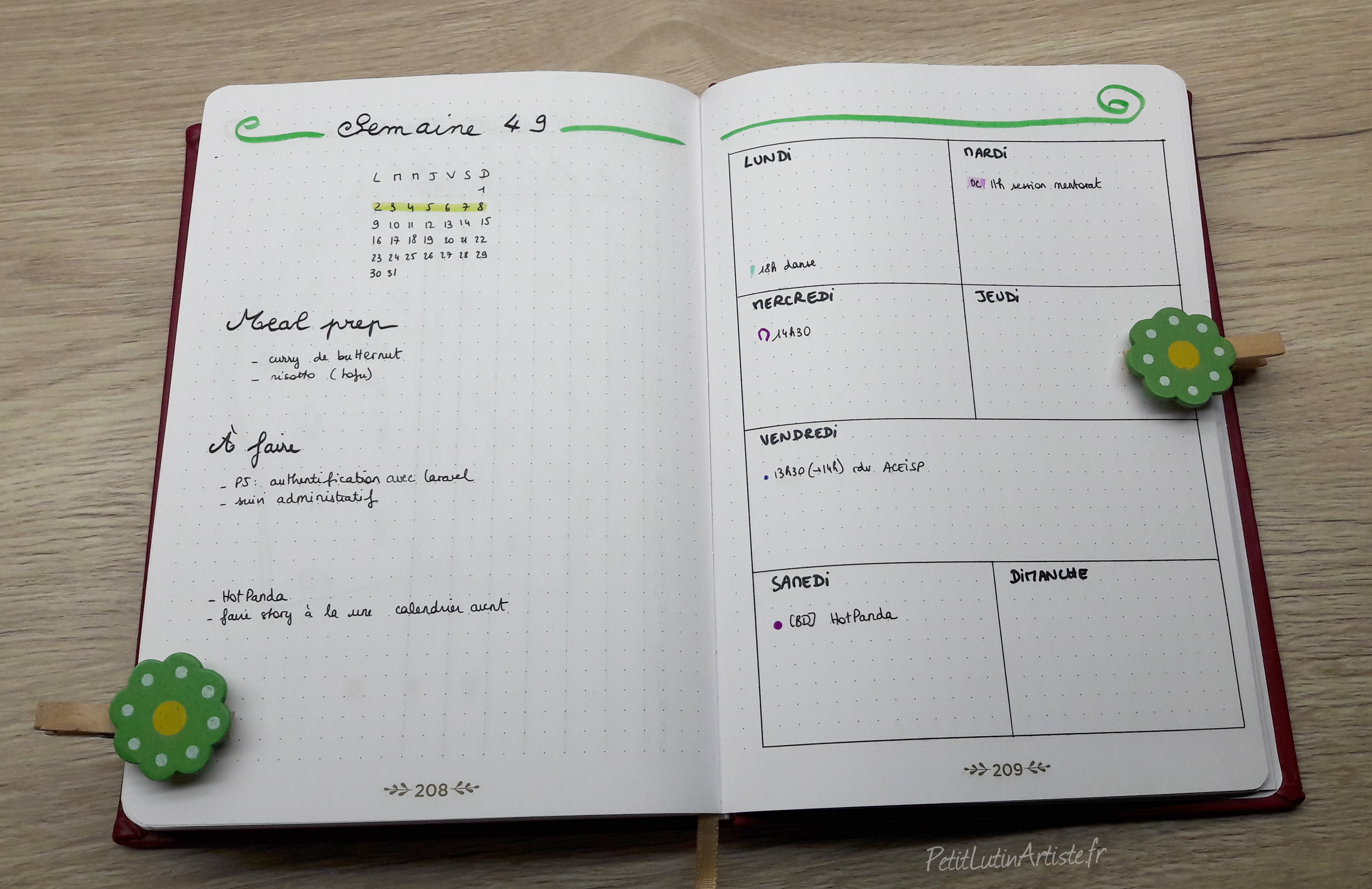 belette journal plan with me decembre 2019 : ma première semaine de décembre